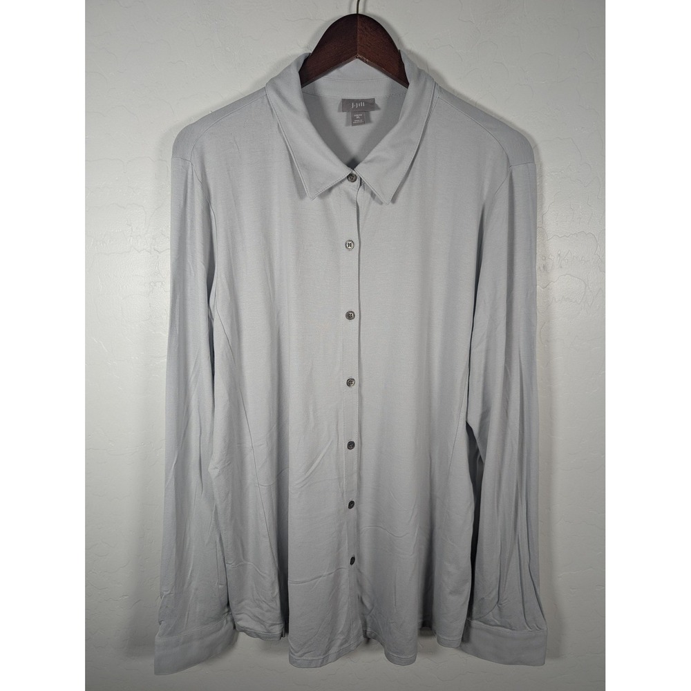 J Jill Shirt Womens XL Stretch Rayon Blend Button Front Collared Long Sleeve